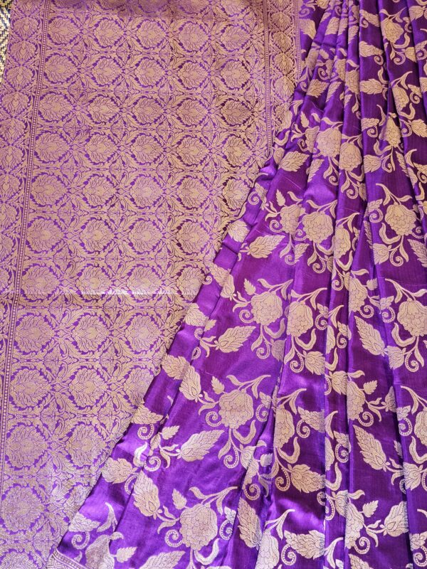 Purple Katan Silk Saree with Jaal Work-1