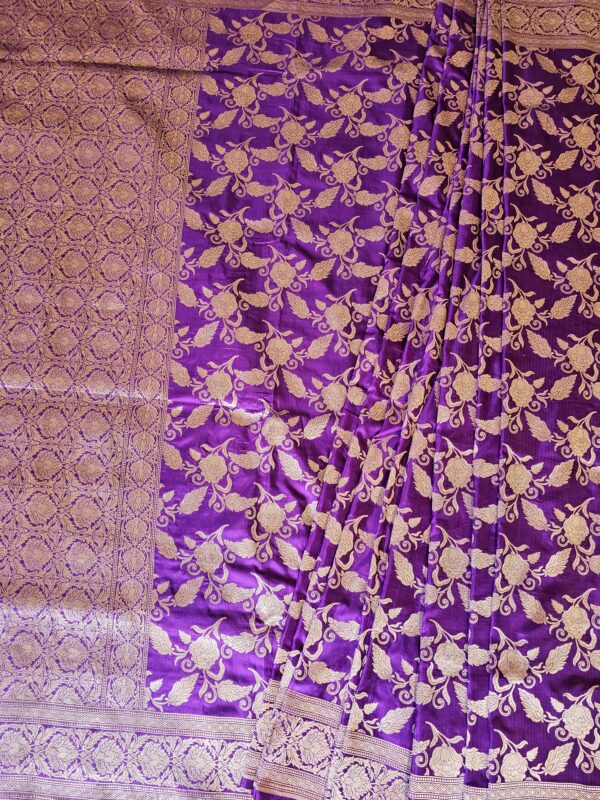 Purple Katan Silk Saree with Jaal Work-2 Purple Katan Silk Saree with Jaal Work-2