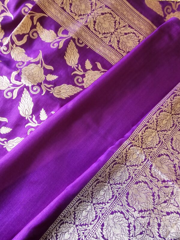 Purple Katan Silk Saree with Jaal Work Purple Katan Silk Saree with Jaal Work